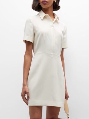 Theory Ivory Short Sleeve crepe mini dress creme